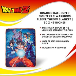 Dragon Ball Super Fighters & Warriors Fleece Throw Blanket | Features Beerus, Whis, & The Legendary Dragon Ball Warriors | 60 x 45 Inches