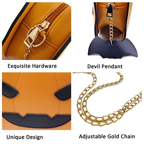 KUANG! Women Pumpkin Shoulder Bag Novelty Devil Crossbody Purse Fashion Halloween Trick or Treat Purses and Handbags