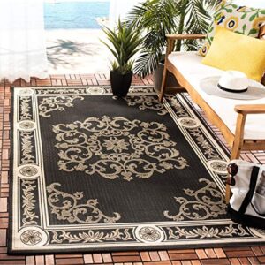 safavieh courtyard collection 9′ x 12′ black / sand cy2914 indoor/ -outdoor waterproof easy -cleaning patio backyard mudroom area -rug