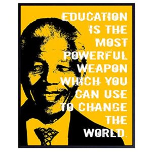 Nelson Mandela Poster, 8x10 - Classroom Decor - Inspirational Quotes Wall Art - Teacher Gifts - School Decorations - Motivational Wall Decor - Nelson Mandela Wall Art - Positive Quotes for Kids