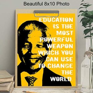 Nelson Mandela Poster, 8x10 - Classroom Decor - Inspirational Quotes Wall Art - Teacher Gifts - School Decorations - Motivational Wall Decor - Nelson Mandela Wall Art - Positive Quotes for Kids