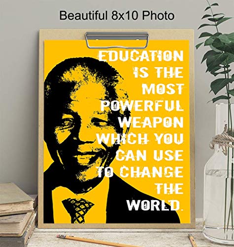 Nelson Mandela Poster, 8x10 - Classroom Decor - Inspirational Quotes Wall Art - Teacher Gifts - School Decorations - Motivational Wall Decor - Nelson Mandela Wall Art - Positive Quotes for Kids