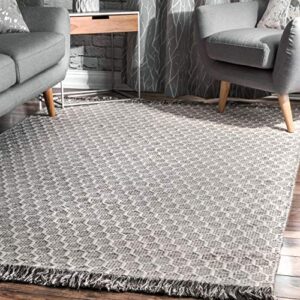 nuloom beehive tassel wool area rug, 7′ 6″ x 9′ 6″, grey