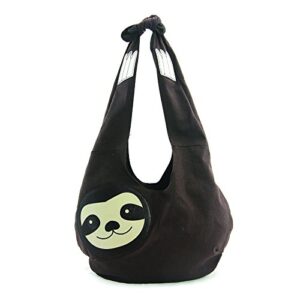 sleepyville critters hang loose sloth hobo bag on canvas