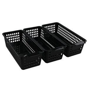 begale small plastic storage baskets, black, 11.6″l x 5″w x 3.4″h, set of 6