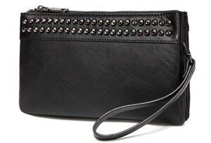 vaschy wristlet clutch purses, sac large studs soft faux leather crossbody evening clutch wallet for women black