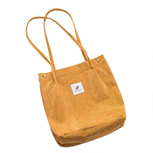 Belsmi 13 Inches Corduroy Small Totes Bag (Yellow)