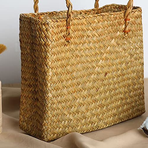 TENDYCOCO Tote Bag Straw Beach Bag Handbag Woven Shoulder Bag Handmade for Women