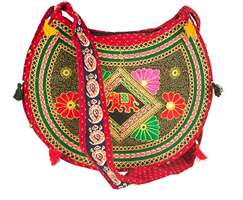 Sling Cross body Elephant Hobo Women Messenger Shoulder Bag Red Embroidered Hippie Casual Colorful Medium Small Satchel Tote