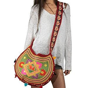 Sling Cross body Elephant Hobo Women Messenger Shoulder Bag Red Embroidered Hippie Casual Colorful Medium Small Satchel Tote