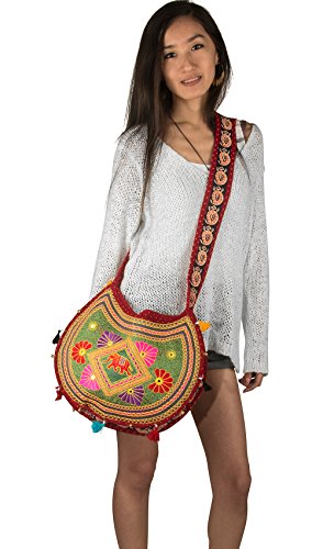 Sling Cross body Elephant Hobo Women Messenger Shoulder Bag Red Embroidered Hippie Casual Colorful Medium Small Satchel Tote