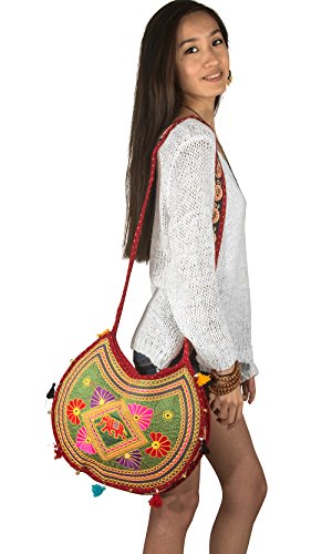 Sling Cross body Elephant Hobo Women Messenger Shoulder Bag Red Embroidered Hippie Casual Colorful Medium Small Satchel Tote