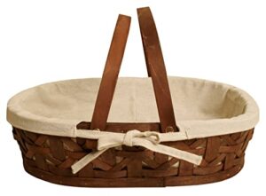 wald imports 17″ stained woodchip w/cloth liner basket, brown