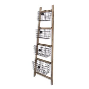 Cheung's 4606 4 Metal Storage Basket Ladder, Brown