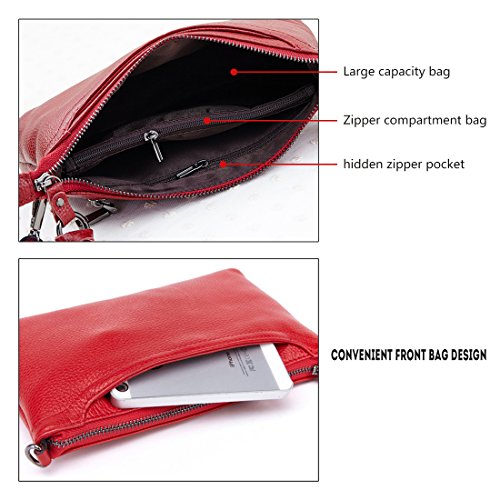 Artwell Women Genuine Leather Crossbody Bag Small Shoulder Bag Zipper Clutch Phone Wallet Purse for Lady (Purple)