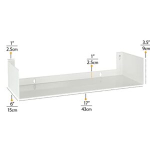 Wallniture Bali White Floating Shelves for Wall, CD DVD Storage Shelves and Metal Bookshelf Set of 3