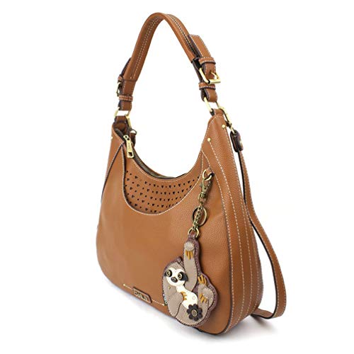Chala Handbags Sloth Sweet Hobo Tote Shoulder Bag, Sloth Lovers (Brown)