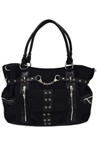 lost queen rise up handcuff goth punk rock black tote crossbody bag purse