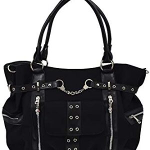 Lost Queen Rise Up Handcuff Goth Punk Rock Black Tote Crossbody Bag Purse