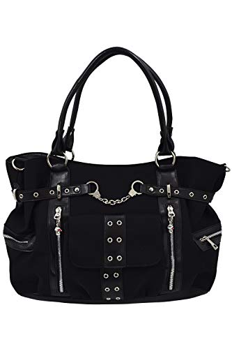 Lost Queen Rise Up Handcuff Goth Punk Rock Black Tote Crossbody Bag Purse