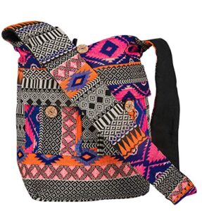 tribe azure fair trade crossbody handwoven thick cotton shoulder bag shopping market purse pink casual boho roomy spacious