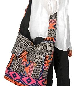 Tribe Azure Fair Trade Crossbody Handwoven Thick Cotton Shoulder Bag Shopping Market Purse Pink Casual Boho Roomy Spacious