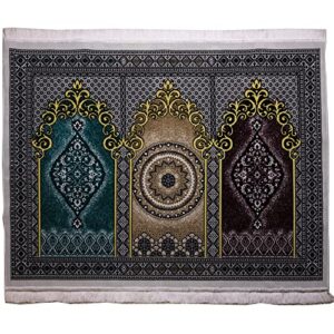 modefa turkish islamic prayer rug – wide plush velvet praying mat – multi person muslim janamaz sajada for family 3 people salam group carpet 17-1