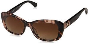 kate spade new york women’s claretta polarized rectangular sunglasses, pink havana, 53 mm