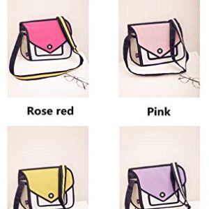 Xugq66 3D Style 2D Drawing Cartoon Handbag Shoulder Canvas Messenger Bag (Pink)