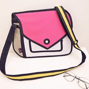 Xugq66 3D Style 2D Drawing Cartoon Handbag Shoulder Canvas Messenger Bag (Pink)