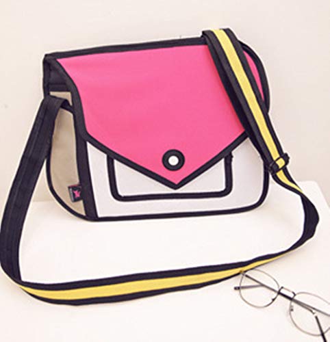 Xugq66 3D Style 2D Drawing Cartoon Handbag Shoulder Canvas Messenger Bag (Pink)