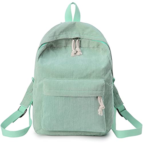 Poopy Girls Personality Corduroy College Style Backpack Female Accessories Handbags Backpack Daypack-Green