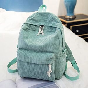 Poopy Girls Personality Corduroy College Style Backpack Female Accessories Handbags Backpack Daypack-Green