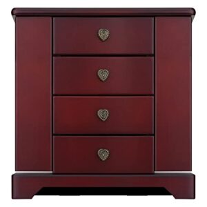 rr round rich design jewelry box – made of solid wood with cabinet type 4 drawers organizer and 2 doors on sides – dark brown