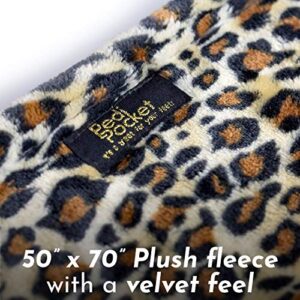 PediPocket Patented Foot Pocket Blanket - 50” x 70” with 20” Deep Foot Pocket, Plush Velvety Fleece Blanket - Everyday Luxurious Comfort, Machine Washable, Great Gift Idea – Luscious Leopard