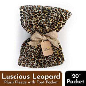 PediPocket Patented Foot Pocket Blanket - 50” x 70” with 20” Deep Foot Pocket, Plush Velvety Fleece Blanket - Everyday Luxurious Comfort, Machine Washable, Great Gift Idea – Luscious Leopard