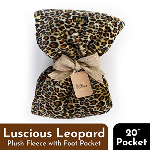 PediPocket Patented Foot Pocket Blanket - 50” x 70” with 20” Deep Foot Pocket, Plush Velvety Fleece Blanket - Everyday Luxurious Comfort, Machine Washable, Great Gift Idea – Luscious Leopard