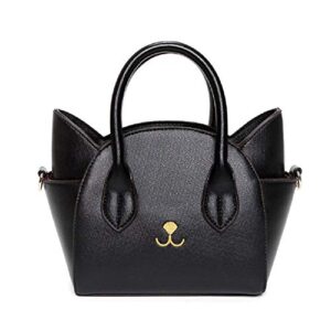 qzunique cat cross body handbag, top handle, large capacity shoulder bag for women (a-cat black)