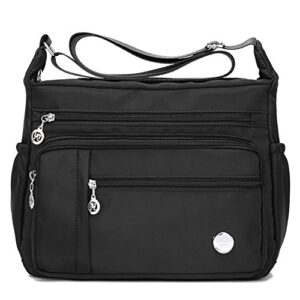 karresly women’s shoulder bags travel handbag messenger cross body nylon bags with lots of pockets(black-l)