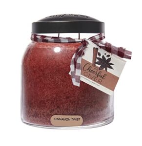 a cheerful giver — cinnamon twist – 34oz papa scented candle jar with lid – keepers of the light – 155 hours of burn time, gift for women, red