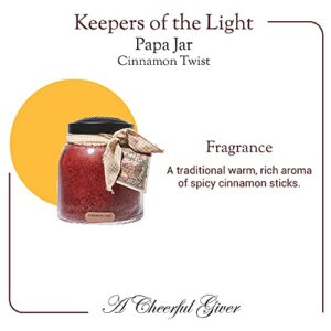 A Cheerful Giver — Cinnamon Twist - 34oz Papa Scented Candle Jar with Lid - Keepers of the Light - 155 Hours of Burn Time, Gift for Women, Red