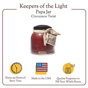 A Cheerful Giver — Cinnamon Twist - 34oz Papa Scented Candle Jar with Lid - Keepers of the Light - 155 Hours of Burn Time, Gift for Women, Red