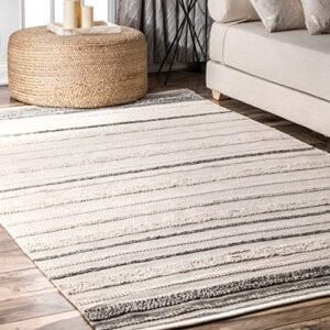 nuloom amelia striped area rug, 4′ x 6′, ivory