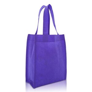dalix 10″ mini shopping totes small resuseable bags for women and children in purple-10 pack