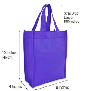 DALIX 10" Mini Shopping Totes Small Resuseable Bags for Women and Children in Purple-10 PACK