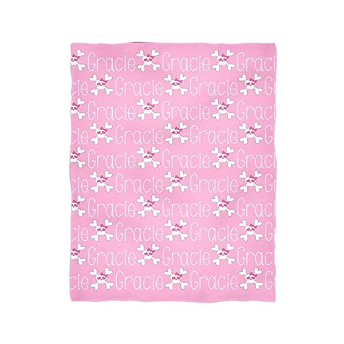 Pink Bow Skull Personalized Throw Blanket