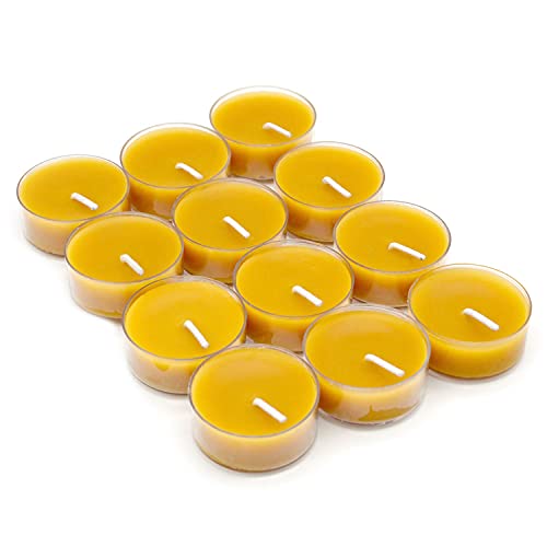 100% Pure Raw Beeswax Tea Lights Candles Organic Hand Made (Set of 12)