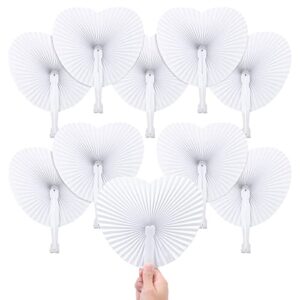 wowoss 60 packs folding fans paper fans heart shaped assortment with plastic handle for wedding favor party bag filler