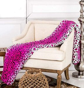 js home pink leopard skin queen size blanket throw super soft, (80″x80″)