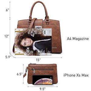 Dasein Handbags for Women Purses Monogram Satchel Purse Large Tote Ladies Handbag Shoulder Bags Top Handle Work Bag 2pcs Set